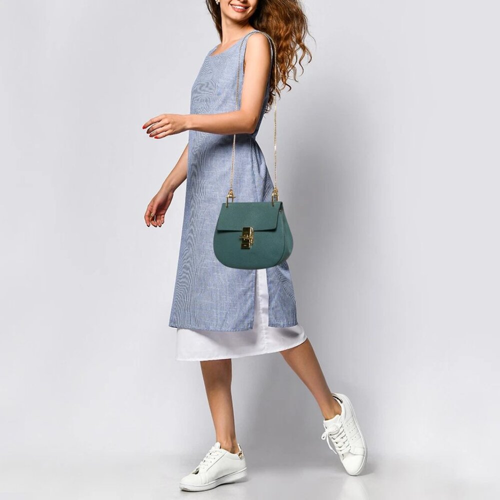 Chloe Blue Leather Medium Drew Shoulder Bag 436-050225 - Picture 9 of 9
